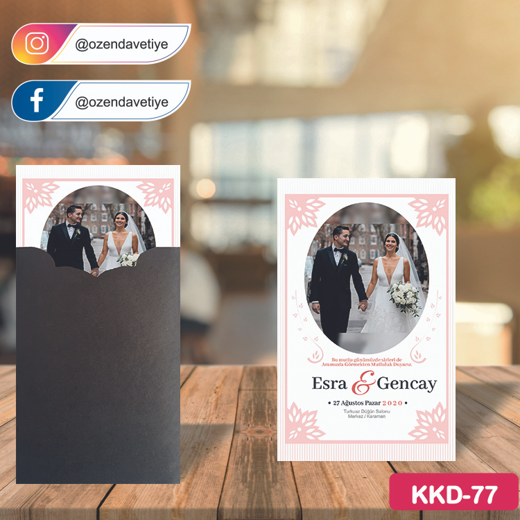 ozen-davetiye-Düğün Davetiyesi-Kahverengi Kraft Zarflı Davetiye Model No:77